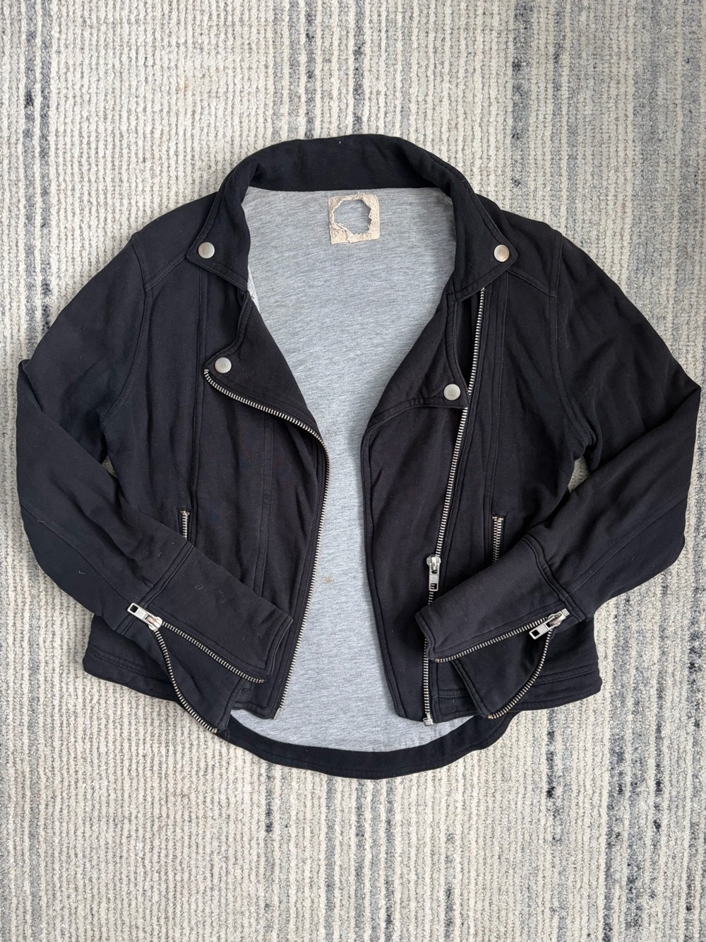 Black Moto Jacket with Silver Hardware Size M